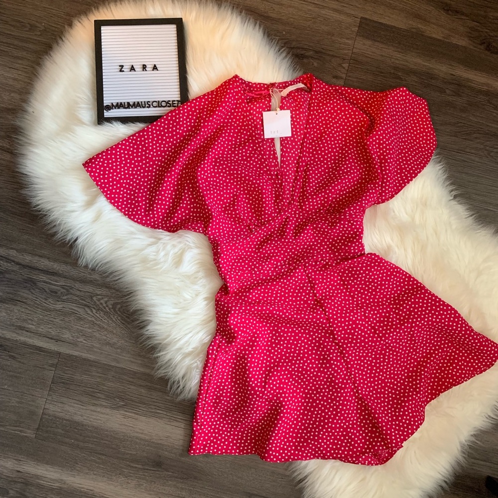 NWT Zara Pink Polka Dot Romper Size XS